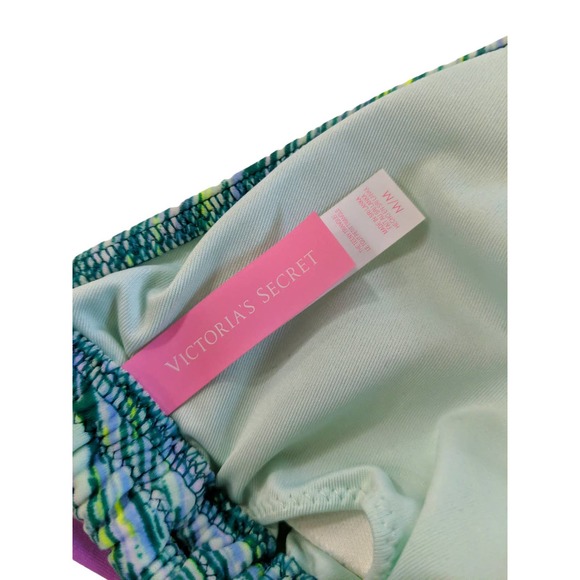 Victoria's Secret Bikini Swim Suit Top, Pink Green Multicolor Abstract, Size M - Picture 3 of 3